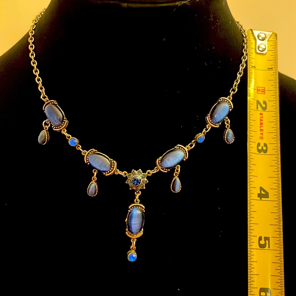 Royal blue and silver necklace.  Adjustable length.